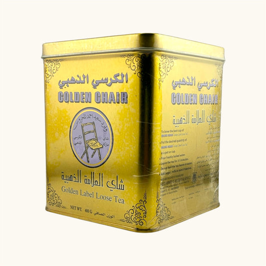 شاي الكرسي الذهبي علبه معدنية 400جم